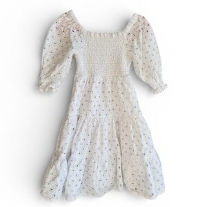 Crown & Ivy White Eyelet Puff Sleeve Dress Girls Size 5